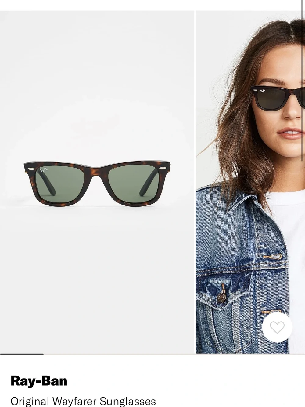 Ray-Ban Tortoiseshell Wayfarer Sunglasses with Green Lenses